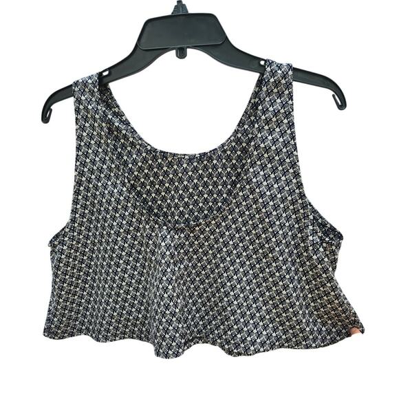 Aqua Bloomingdales Navy & White Printed Cropped Tank Top size S - Picture 2 of 5